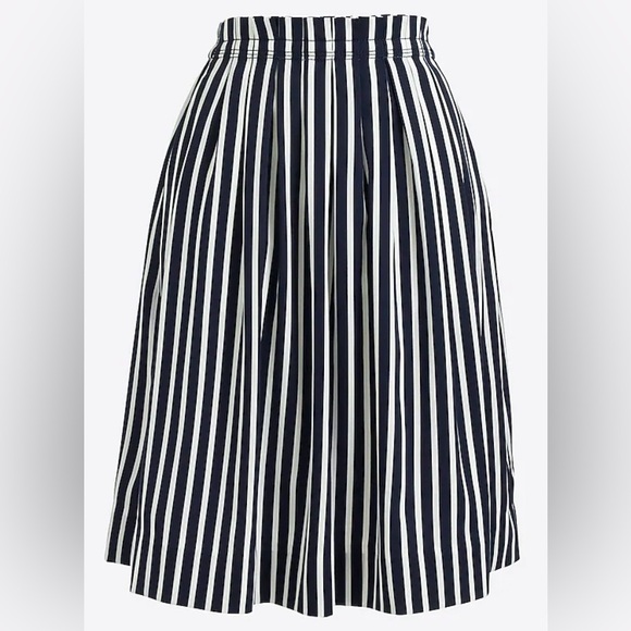 J. Crew Factory Dresses & Skirts - J. Crew Mercantile Black and Ivory (white) Striped Pleated Midi Skirt, Size 16